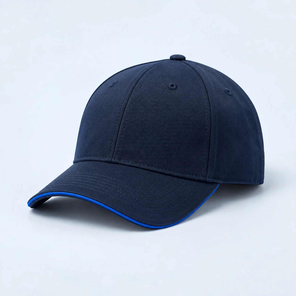 Navy athletic cap with cobalt trim